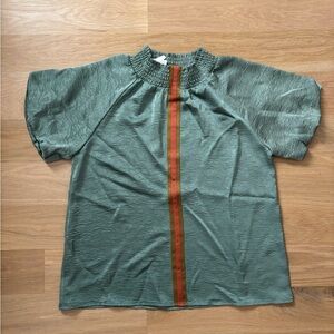 THML Green Blouse with Orange Stripe